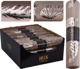 Loper tafel Velvet beige champagne - 28 x 150 cm - Tafelloper - Kerstmis - Blaadjes - Decostof