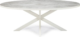 Stalux Ovale eettafel 'Mees' 180 x 100cm, kleur wit / beton