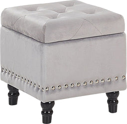 LORETTO - Poef - Grijs - Fluweel