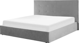 LORIENT - Bed met opbergruimte - Grijs - 180 x 200 cm - Fluweel