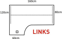 Los 25 mm melamine bureaublad Wing 160x120 links Logan Eiken