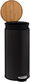 5Five prullenbak/pedaalemmer Bamboe - zwart - metaal - 30 liter - 38 x 29 x 60 cm - keuken