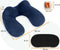 Loti Opblaasbaar Nekkussen set 3 in 1 met Opbergtasje - Vliegtuig Kussen - Reiskussentje - Fluweel - Inclusief slaapmasker en oordoppen – Blauw