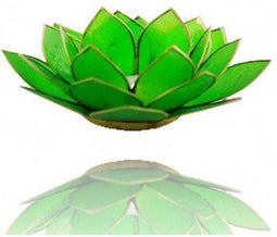 Lotus sfeerlicht groen 4e chakra goudrand - 13.5 cm - S