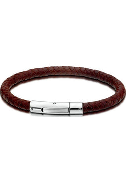 Lotus style LS1119-2/2 - armband - zilverkleurig staal - bruin leer -19cm