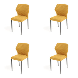 Louis Stapelstoel geel, velvet gestoffeerd, brandvertragend - SET VAN 4