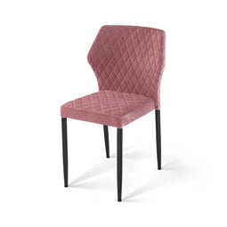 Louis Stapelstoel roze, velvet gestoffeerd, brandvertragend - SET VAN 4