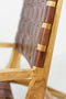 Loungestoel met armleuning - leder/teak - cognac