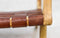 Loungestoel met armleuning - leder/teak - cognac