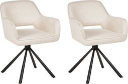 LOURES - Eetkamerstoel set van 2 - Lichtbeige - Stof