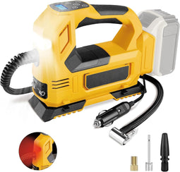 Accucompressor voor 18 V accu (zonder accu), draagbare ledlamp, handheld luchtpomp met digitale mano