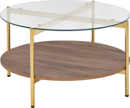 LOVELL - Salontafel - Donkerbruin/Goud - Hout