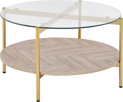 LOVELL - Salontafel - Lichtbruin/Goud - Hout