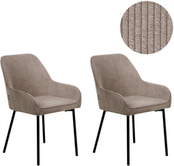 LOVERNA - Eetkamerstoel set van 2 - Beige - Corduroy