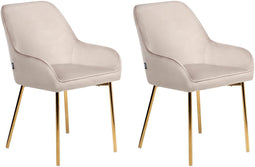 LOVERNA - Eetkamerstoel set van 2 - Beige - Fluweel