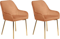 LOVERNA - Eetkamerstoel set van 2 - Oranje - Fluweel