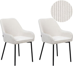 LOVERNA - Eetkamerstoel set van 2 - Wit - Corduroy