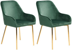 LOVERNA II - Eetkamerstoel set van 2 - Groen - Fluweel