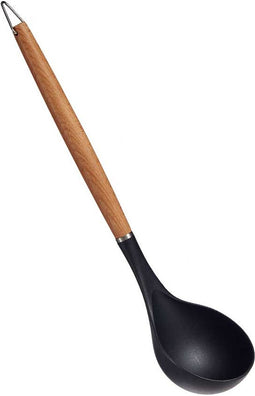 Lovers Kook/keuken gerei - soep lepel - zwart/bruin - kunststof/hout - 32 cm