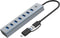 Conceptronic HUBBIES21GP - 7-Port USB 3.0 Hub - USB-A x 7 met stroomadapter - Grijs