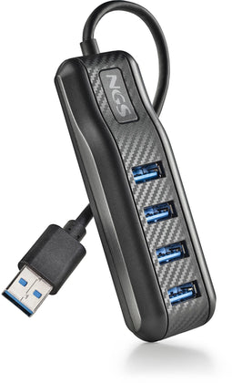 NGS PORT 3.0 - USB Hub - 4x USB 3.2 Gen 1 - Zwart