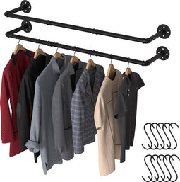 Noswo Premium Kledingstang - Kledingroede - Heavy Duty Koolstofstaal - Zwart (2 stuks)