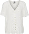 Vero Moda VMSATINA - Dames T-shirt - Korte mouwen V-hals gouden knoopsluiting - Maat L