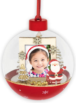 ZEP - Foto Kerstbal Rood Jenell voor foto formaat 3,5 x 4,5 cm - rond 10 cm - LS449
