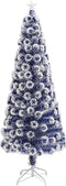 vidaXL - Kunstkerstboom - met - verlichting - 240 - cm - glasvezel - wit - en - blauw