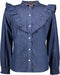 B.Nosy Y108-5111 - Meisjes Blouse - Denim met ruffle - Maat 146/152