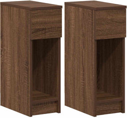 vidaXL - Nachtkastjes - 2 - st - met - lade - 20x36x60 - cm - bruin - eikenkleurig