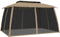 vidaXL - Prieel - zijwanden - van - gaas - en - dubbel - dak - 3,93x2,93 - m - staal - crème