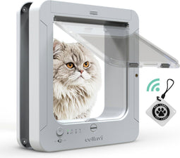 Cellavi Kattenluik - Microchip - 4 Toegangsstanden - Wit - 29,8 x 26,3 CM