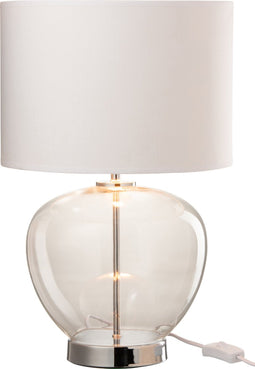 J-Line tafellamp - glas/textiel - transparant/wit
