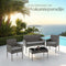 tectake® Wicker tuinset Palese - Zitgroep voor 4 personen - Loungebank met tuintafel en 2 tuinstoelen - Waterafstotend - Grijs