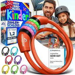 NEXTCOVER® Kinderfietsslot - 4-cijferige code - Robuust en kindvriendelijk - Kleurrijk