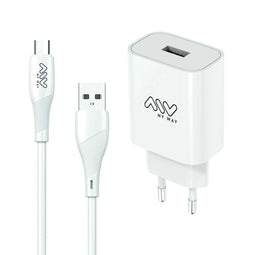 Myway Oplader + Kabel USB A naar USB-C - 12 W - Wit