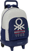 Schoolrugzak met Wielen Benetton Varsity Grijs Marineblauw 33 X 45 X 22 cm