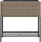 vidaXL - Plantenbakken - met - schap - 2 - st - 70x28x70 - poly - rattan - grijs