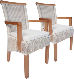 SVJ Eetkamerstoelen Rechthoekig - 47x54x97 cm - Wit/Bruin - Set van 2