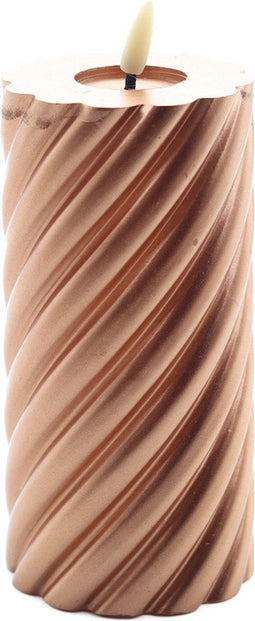 swirl led kaars copper 15x7,5cm