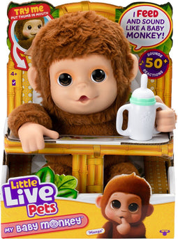 Little Live Pets - My Baby Monkey Mango - Interactieve Knuffelaap met 50+ geluiden en reacties - Bruin