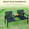 O'DADDY® Tuinbank - Tuinbank met Tafel - Weerbestendig - Zwart - 142 x 57 x 82 cm