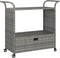 vidaXL - Serveerwagen - met - lade - 100x45x97 - cm - poly - rattan - grijs