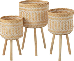 J-Line Set Van 3 Mand Patronen 3 Poten Bamboe Naturel/Wit