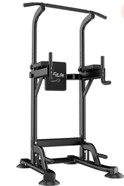 DH FitLife Multifunctionele Dip Station - Vrijstaand - Verstelbaar 10 standen - Zwart - Staal - Max. 150 kg