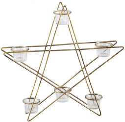 PTMD Lida Ster Theelichthouder - 44 x 8 x 42 cm - Ijzer - Messing