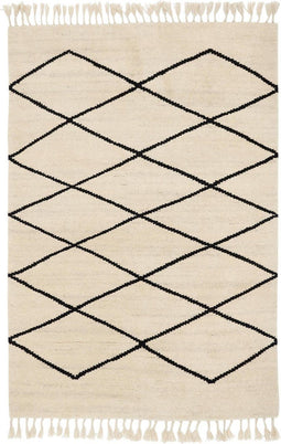 Brink en Campman - Arabiska Moroccan 63401 Vloerkleed - 200x300 - Rechthoek - Berber,Laagpolig Tapijt - Modern - Beige, Zwart