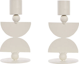 Beliani DAPHINI - Kandelaar set van 2 - Wit - IJzer