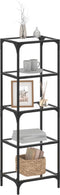 vidaXL - Opbergrek - met - zwart - glazen - blad - 40x30x123 - cm - staal